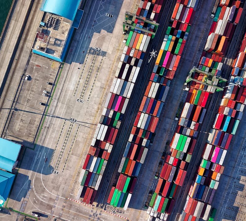 Aerial View Photography of Container Van Lot