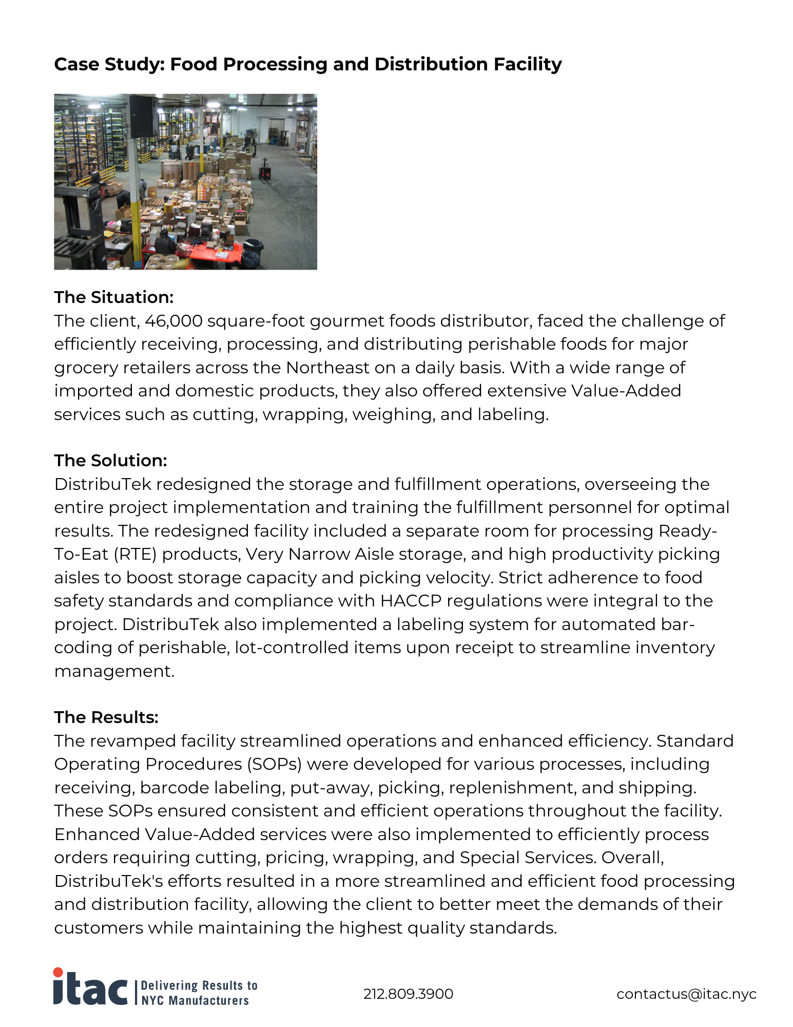 Distributek Case Study Food Processing Nyc Itac