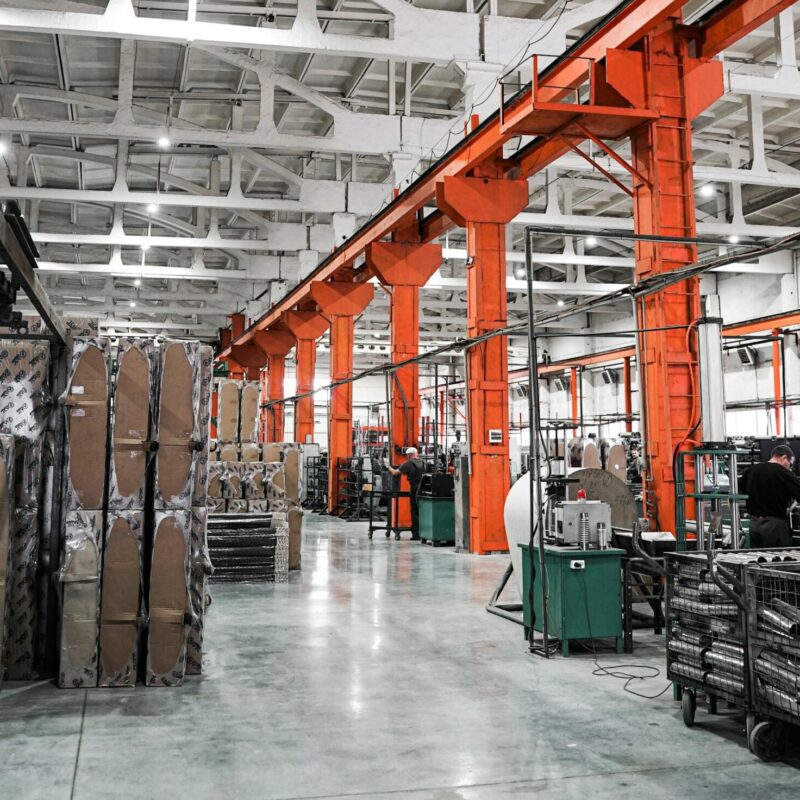 shelves inside a manufacturing facility
