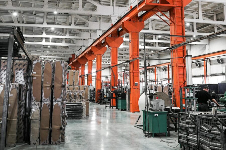shelves inside a manufacturing facility