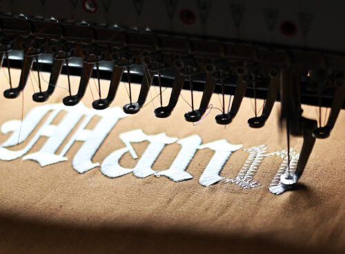 embroidery machine sewing on fabric